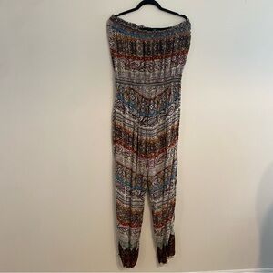 PRICE DROP Love Red and Blue Jumpsuit with Geometric Patterns